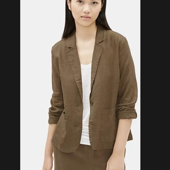 Eileen Fisher Pine Needle Organic Linen Shaped Blazer Jacket Lightweight XL - Picture 1 of 7